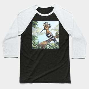 hoopoe on a branch - traditional watercolor painting Baseball T-Shirt